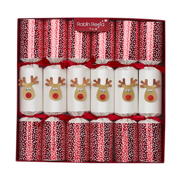 Zestaw 6 świątecznych crackerów Robin Reed Reindeer