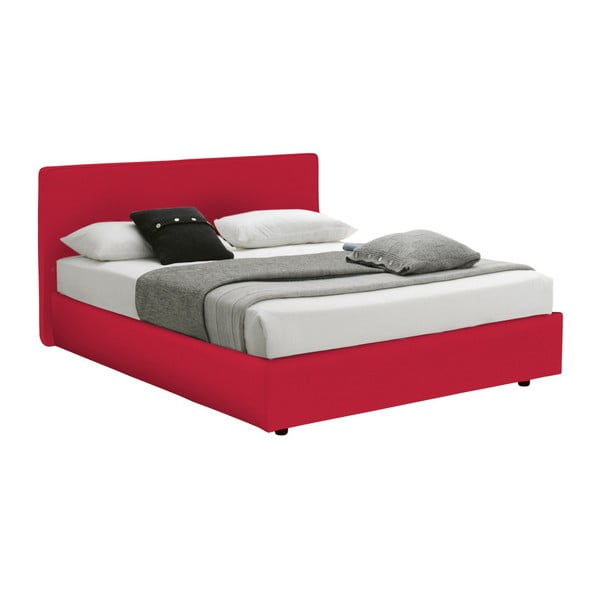 Czerwone łóżko dwuosobowe ze schowkiem 13Casa Ninfea, 160x190 cm