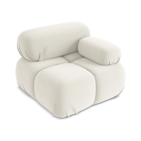 Biały aksamitny moduł sofy (prawostronny) Lokua – Makamii-image-2