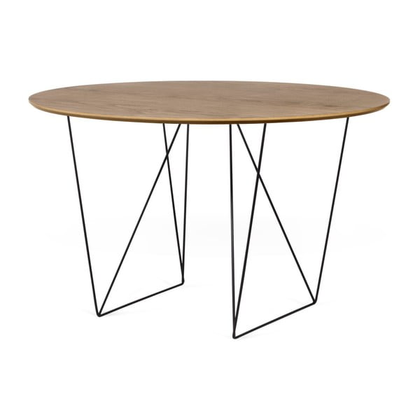 Stół w kolorze orzecha z czarnymi nogami Symbiosis Row, ⌀ 120 cm