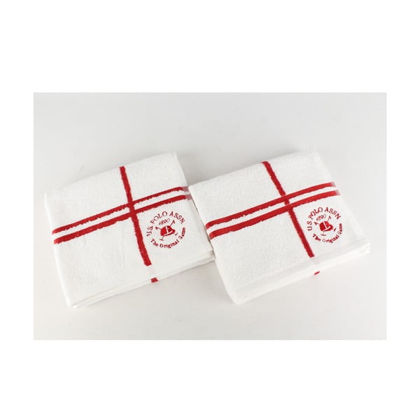 Komplet 2 ręczników Towel US Polo Hand White and Red, 50x90 cm