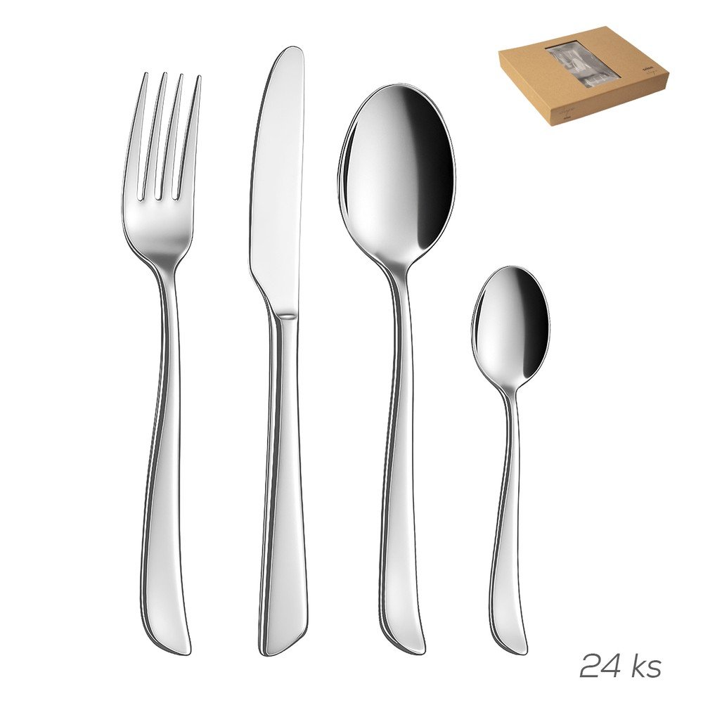 Sztućce 24 szt. ze stali nierdzewnej w kolorze srebra Shape – Orion