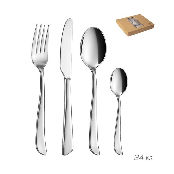 Sztućce 24 szt. ze stali nierdzewnej w kolorze srebra Shape – Orion