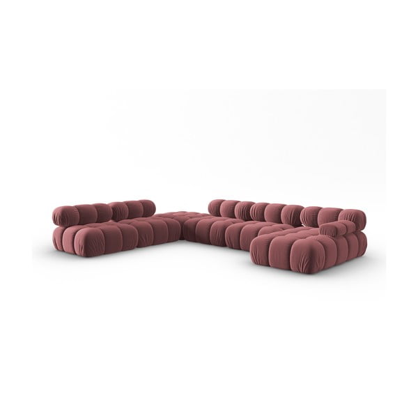 Różowa aksamitna sofa 379 cm Bellis – Micadoni Home-image-3