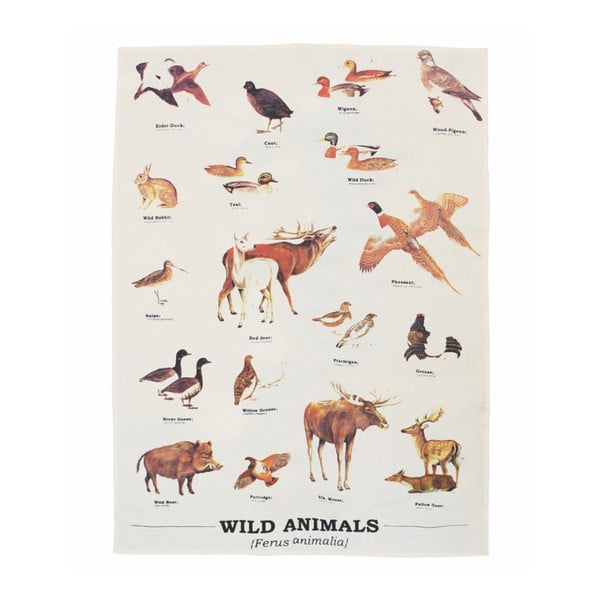 Ścierka bawełniana Gift Republic Wild Animals Multi, 50x70 cm