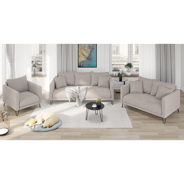 Jasnobrązowa sofa  z tkaniny szenilowej 140 cm Freya – Ropez-image-3