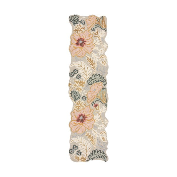 Jasnoróżowy wełniany chodnik tkany ręcznie 60x230 cm Daphne Shaped Floral – Flair Rugs