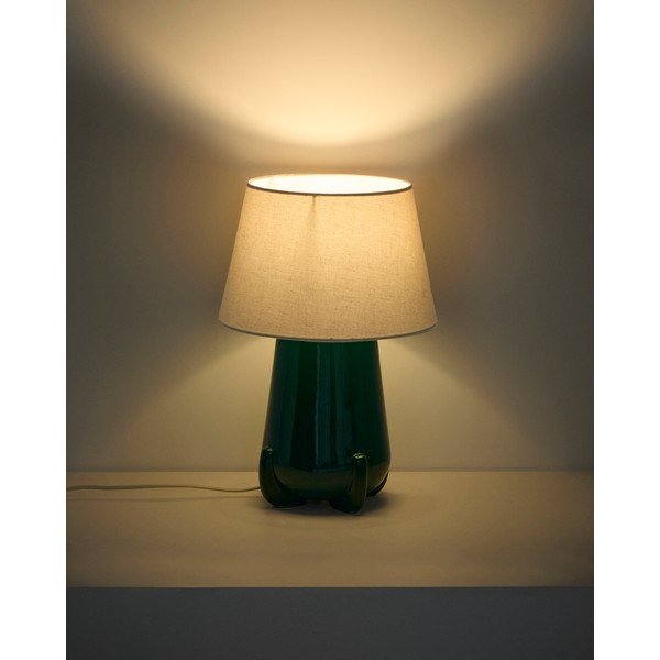 Zielona/w kolorze kości słoniowej lampa stołowa ceramiczna (wysokość 45,5 cm) Odra – Kave Home-image-1