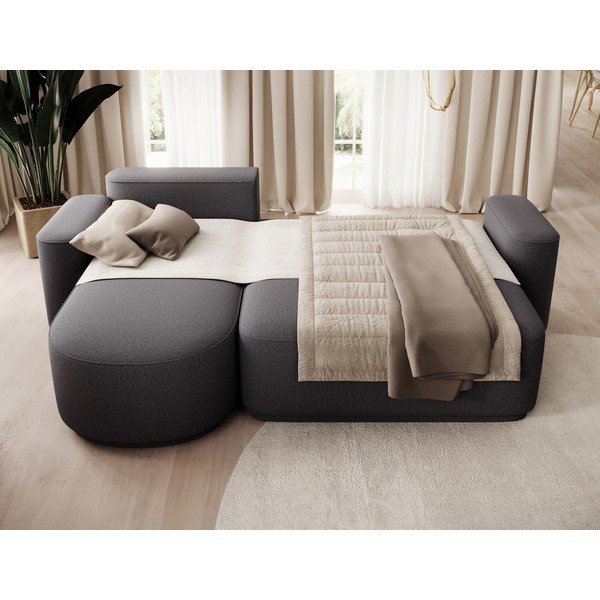 Ciemnoszary rozkładany/ze schowkiem narożnik z tkaniny szenilowej (lewostronny/z szezlongiem) Aurumm – ELTAP-image-4