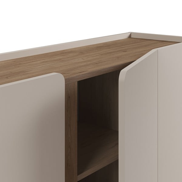 Kremowo-naturalna komoda w dekorze dębu 180x82x40 cm Lucile – Marckeric-image-4