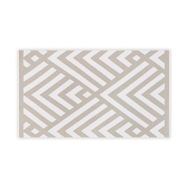 Beżowo-biały bawełniany dywanik łazienkowy Foutastic Geometric, 100x180 cm