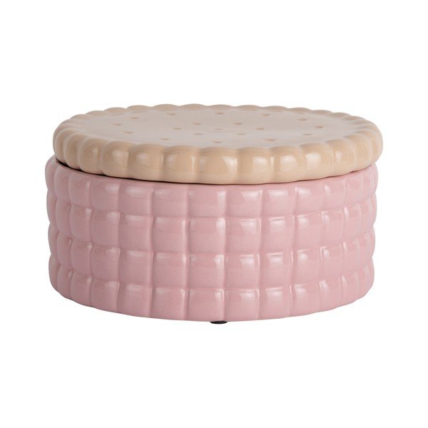 Jasnoróżowy ceramiczny pojemnik dekoracyjny ø 20x10 cm Biscuit Box – PT LIVING