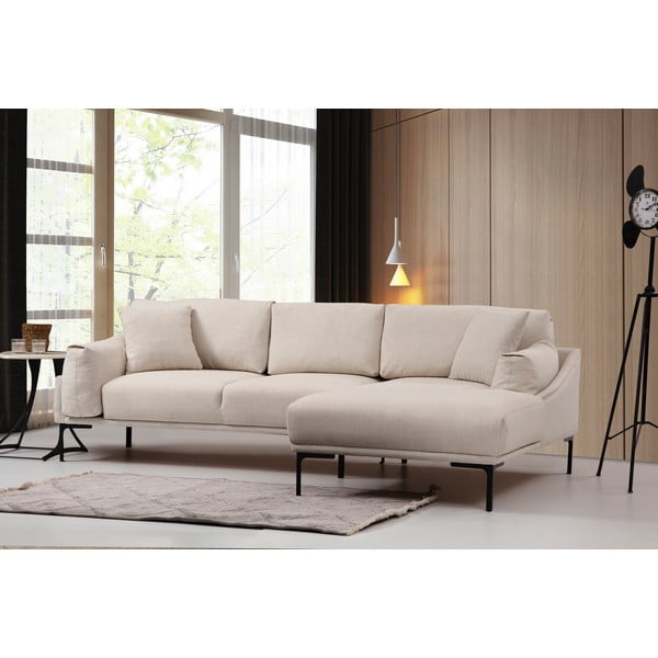 Jasnobeżowa sofa narożna Artie Leo, narożnik prawy-image-3