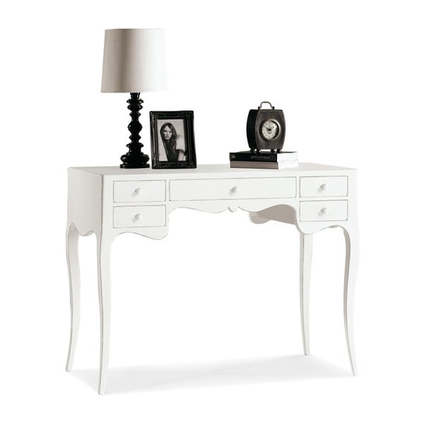 Białe biurko drewniane z 5 szufladami Castagnetti Lido