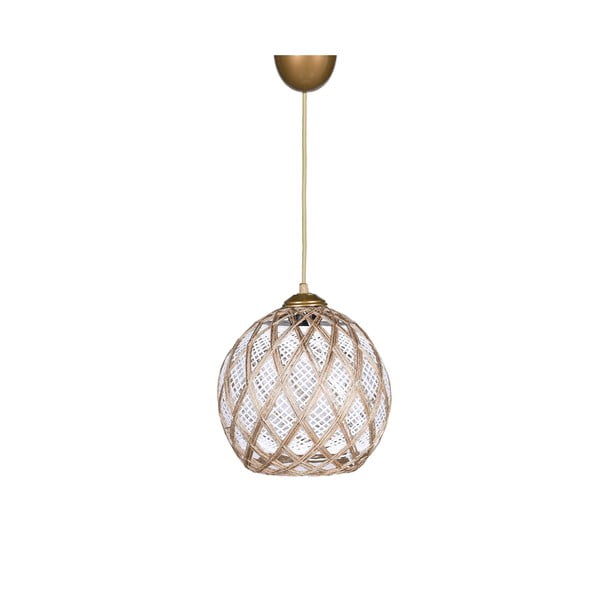 Biało-beżowa lampa wisząca z tekstylnym kloszem ø 22 cm – Opviq lights