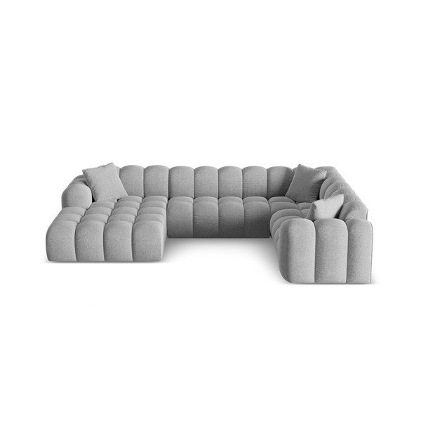 Jasnoszary narożnik z tkaniny szenilowej (prawostronny/w kształcie litery U) Treno – Cosmopolitan Design