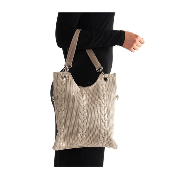 Skórzana torebka Mangotti 877, beżowa-image-4