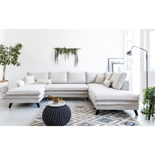 Jasnobeżowa rozkładana sofa w kształcie litery "U" Miuform Charming Charlie, prawostronna-image-1