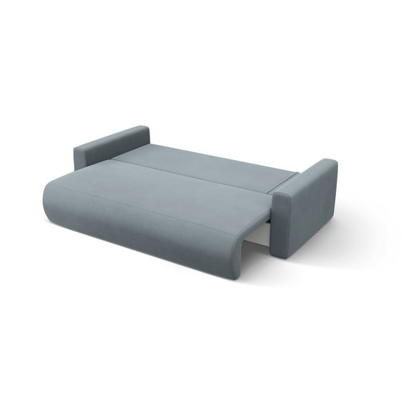 Szaroniebieski aksamitny rozkładany narożnik ze schowkiem Belfast – Cosmopolitan Design-image-4