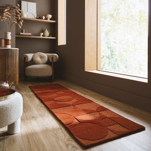 Wełniany chodnik tkany ręcznie w kolorze terakoty 60x230 cm Gigi – Flair Rugs-image-1