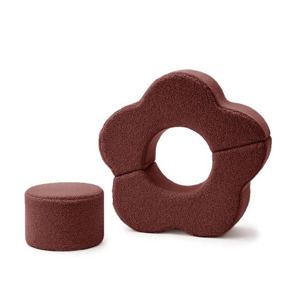 Brązowy piankowy plac zabaw 3 szt. z materiału bouclé wysokość 27 cm 88x90 cm – Meowbaby