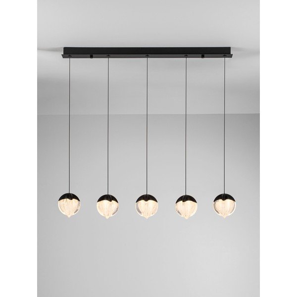Aluminiowa lampa wisząca LED ze ściemniaczem w kolorze matowej czerni ze szklanym kloszem Alicia – Nova Luce-image-4