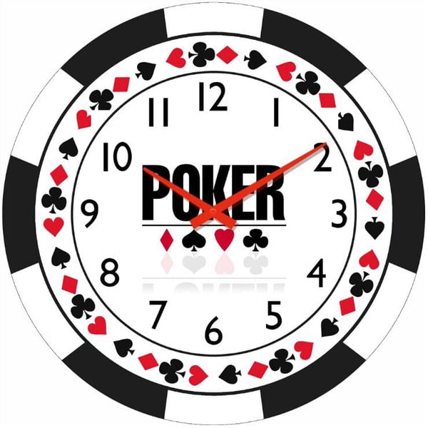 Szklany zegar Poker, 34 cm
