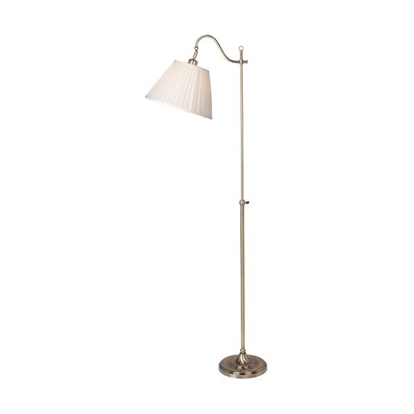 Biała/w kolorze złota lampa stojąca z elastyczną konstrukcją z tekstylnym kloszem (wysokość 167 cm) Charleston – Markslöjd