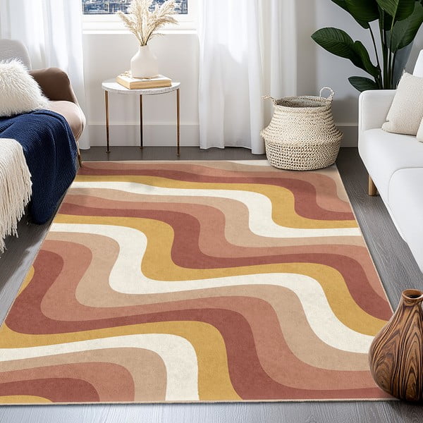 Żółto-szaroróżowy chodnik odpowiedni do prania 60x230 cm Creamy Strawberry Swirl – Mila Home-image-4