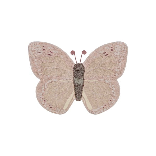 Jasnoróżowo-beżowy bawełniany dywan dziecięcy tkany ręcznie odpowiedni do prania 90x120 cm Baby Butterfly – Lorena Canals