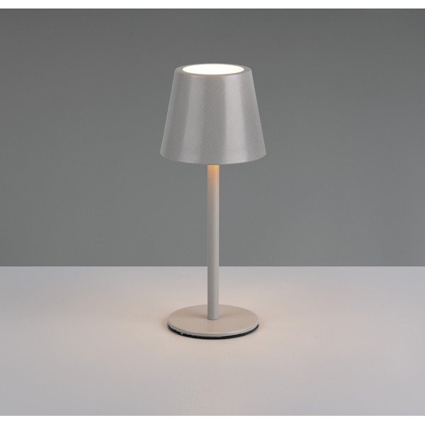 Szara lampa stołowa LED z metalowym kloszem (wysokość 21 cm) Diaz – Reality-image-1