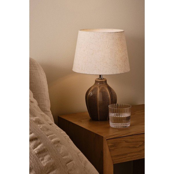 Beżowa/ciemnobrązowa lampa stołowa ceramiczna (wysokość 34 cm) Wera – Jotex-image-1