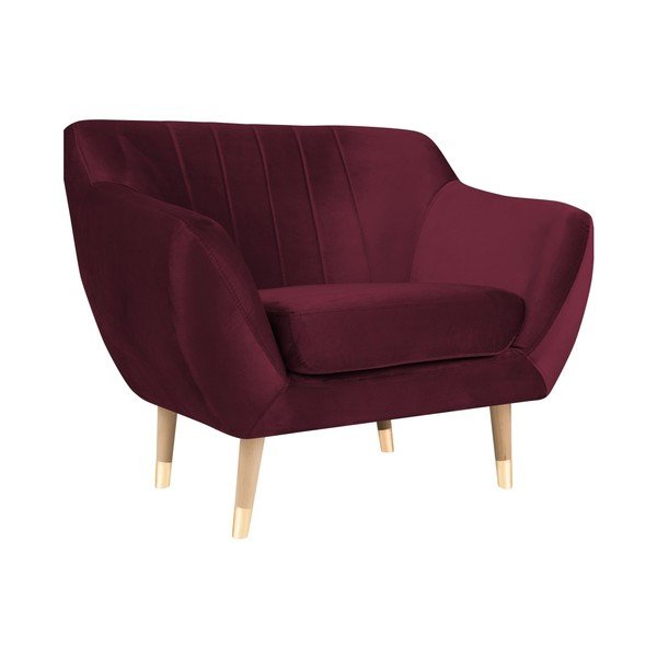 Burgundowy aksamitny fotel Mazzini Sofas Benito-image-2