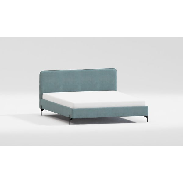 Jasnoniebieskie tapicerowane łóżko dwuosobowe ze stelażem 180x200 cm Barker – Ropez-image-4