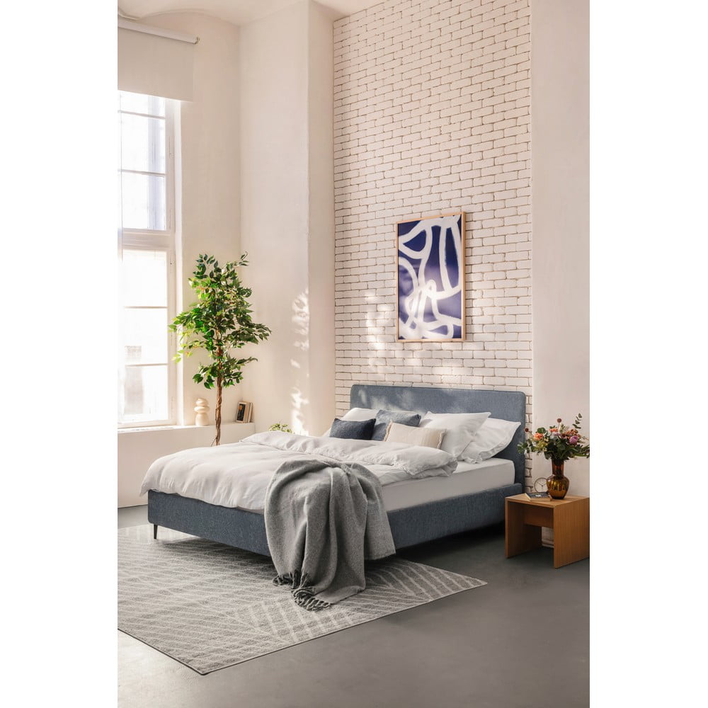 Niebieskie tapicerowane łóżko dwuosobowe ze stelażem 180x200 cm Noira Slim – Bonami Selection (zdjęcie 8)