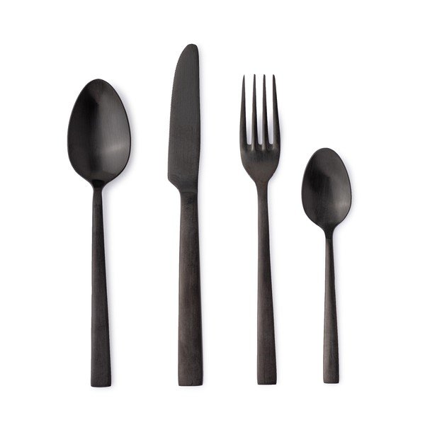 Czarne sztućce 16 szt. ze stali nierdzewnej dla 4 osób Hestia – Bizzotto