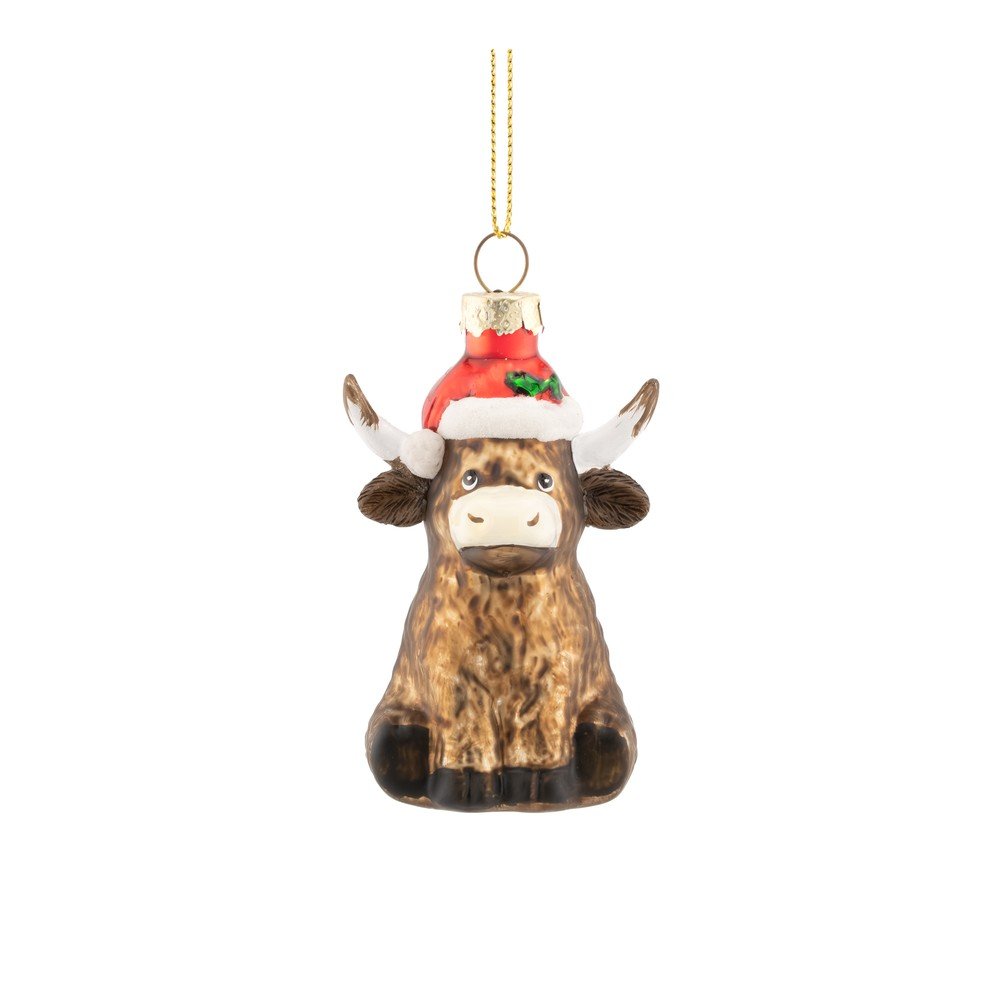 Szklana ozdoba świąteczna 4,5 cm Highland Cow – Sass & Belle