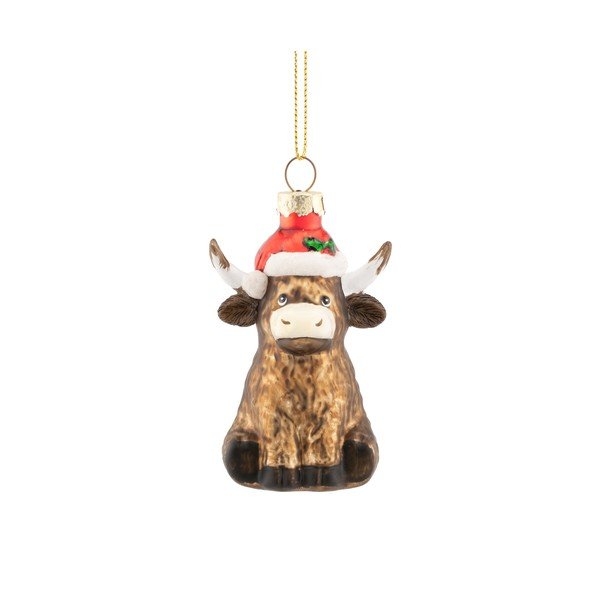Szklana ozdoba świąteczna 4,5 cm Highland Cow – Sass & Belle