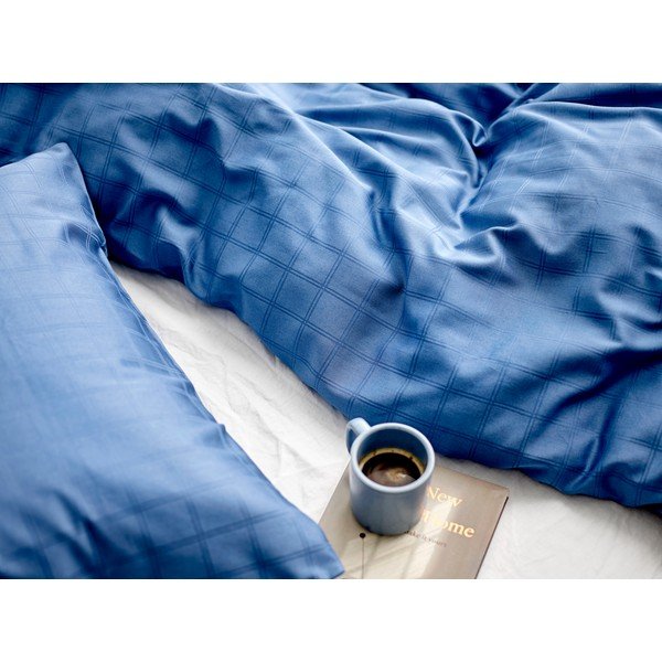 Niebieska pościel jednoosobowa z adamaszku 140x200 cm Clear – Södahl-image-3