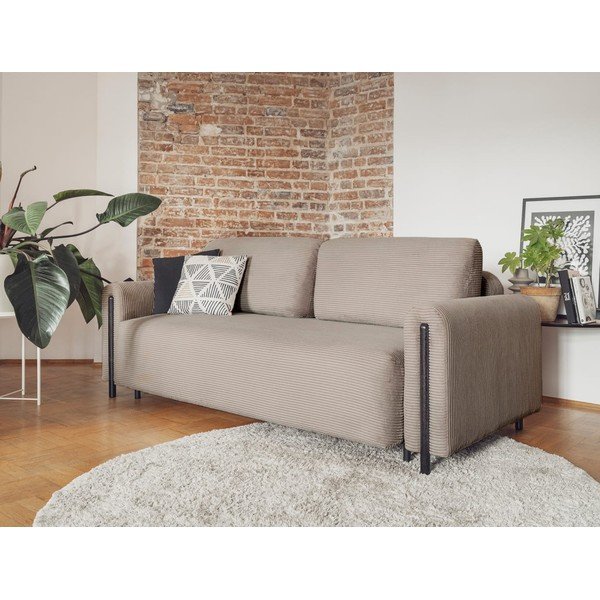 Jasnobrązowa sztruksowa rozkładana/ze schowkiem sofa 244 cm Arcadova – ELTAP-image-3