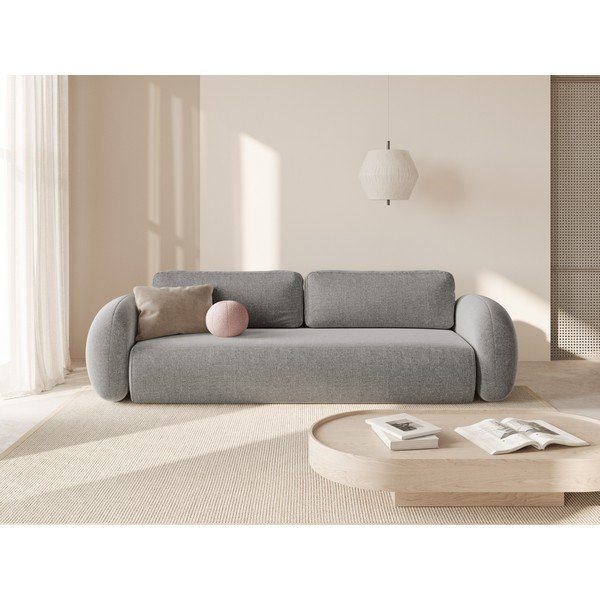Jasnoszara rozkładana/ze schowkiem sofa z tkaniny szenilowej 262 cm Tonale – Cosmopolitan Design-image-1