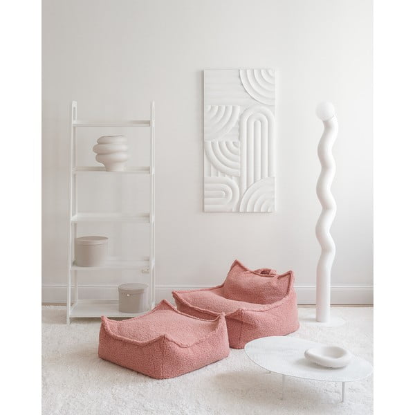 Różowy dziecięcy worek do siedzenia z materiału bouclé Square – Wigiwama-image-4
