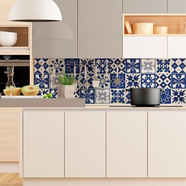 Zestaw 9 naklejek ściennych Ambiance Cement Tiles Linia, 10x10 cm-image-3