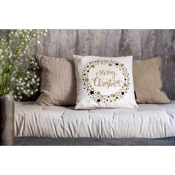 Poszewka na poduszkę ze świątecznym motywem 45x45 cm Golden Stars – Butter Kings-image-1