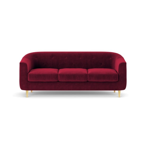 Czerwona aksamitna sofa Kooko Home Corde, 175 cm