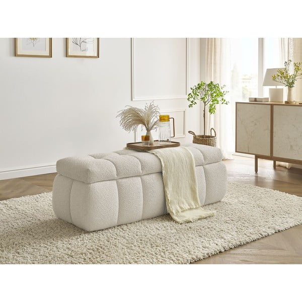 Beżowa  ławka z materiału bouclé Mont Blanc – Bobochic Paris-image-1