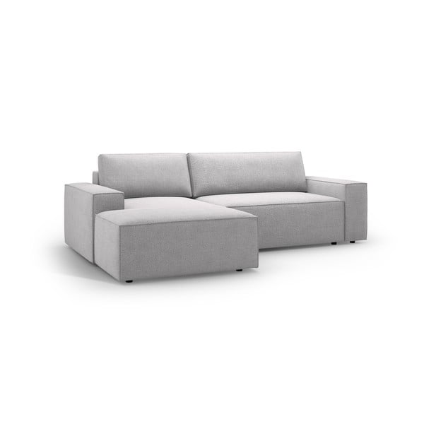 Jasnoszary rozkładany narożnik z materiału bouclé (lewostronny) Jodie – Micadoni Home-image-2