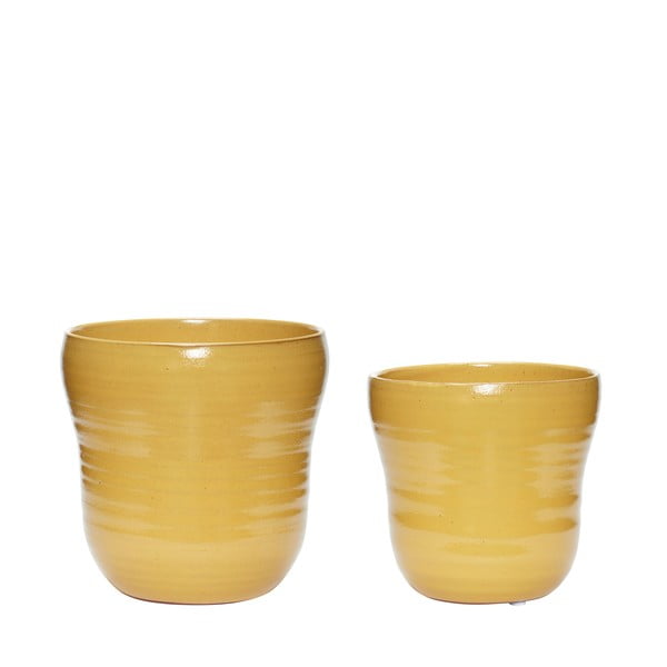 Zestaw 2 żółtych ceramicznych doniczek Hübsch Tina