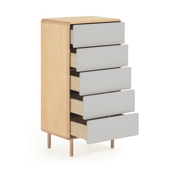 Szaro-naturalna komoda w dekorze jesionu 60x117x42 cm Anielle – Kave Home-image-2