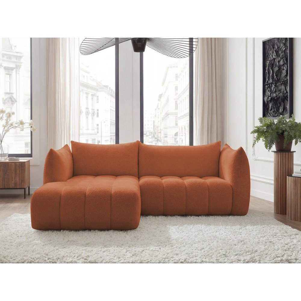 Pomarańczowy narożnik z materiału bouclé (lewostronny/z szezlongiem) Azra – Bobochic Paris (zdjęcie 11)